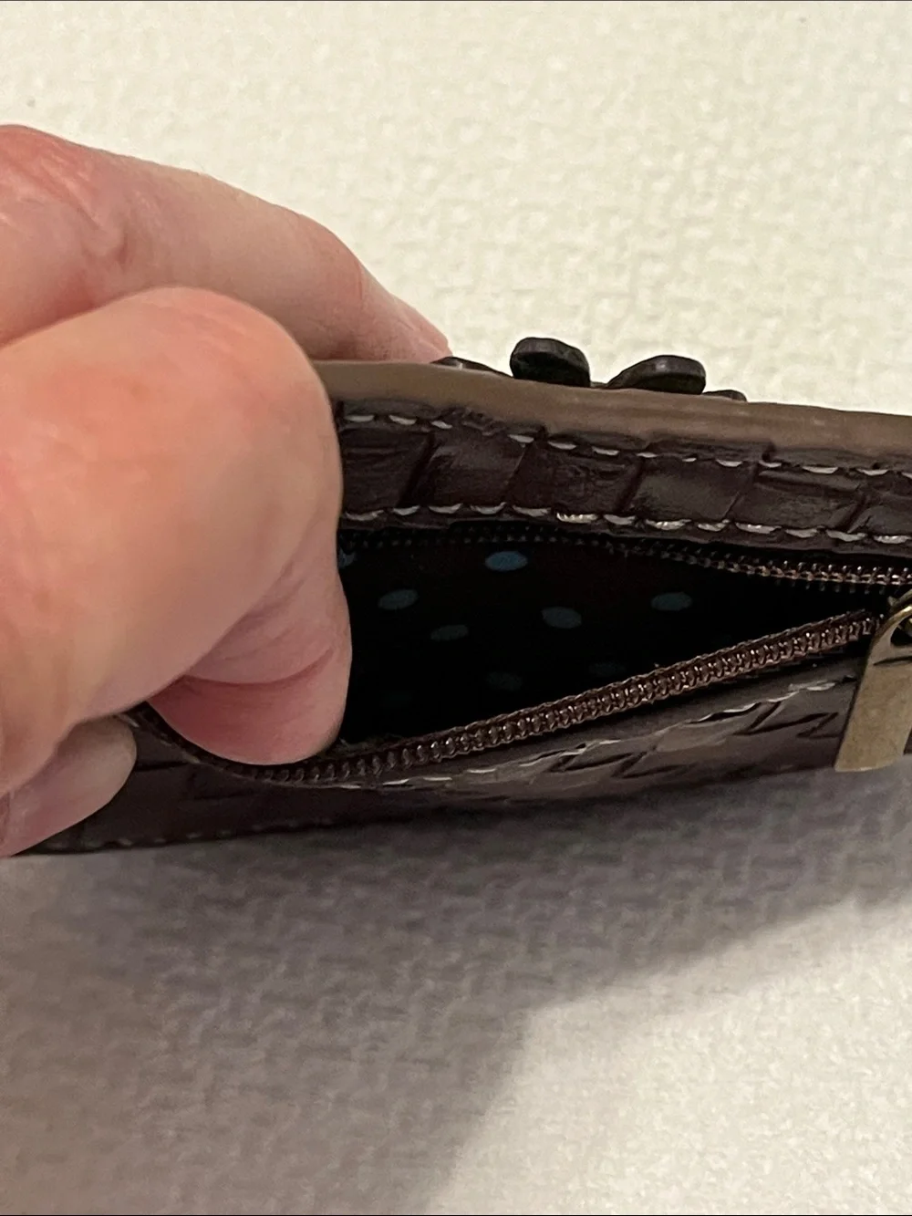 Chala Teal, Brown & Olive Owl Leather Keyring/Coin Purse